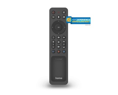 Hama Mando a Distancia para Smart TV Samsung - Bluetooth - Alcance 10m - 22 Botones - Acceso Directo a Plataformas de Streaming - Panel Solar de Carga - 17.7x4x1.8cm - Color Negro