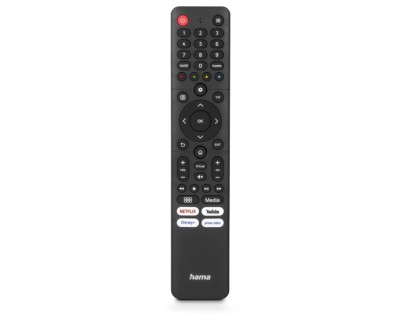 Hama Mando a Distancia para TV Hisense - Alcance 10m - 45 Botones - Acceso Directo a Plataformas de Streaming - 4.2x21.5x1.5cm - Color Negro