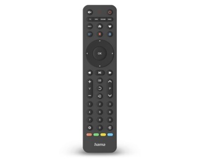 Hama Mando a Distancia para TV - Universal - Alcance 10m - 43 Botones - Acceso Directo a Plataformas de Streaming - Permite 4 Dispositivos Simultaneos - 20.2x4.7x2.1cm - Color Negro