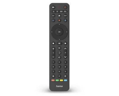 Hama Mando a Distancia para TV - Universal - Alcance 10m - 43 Botones - Acceso Directo a Plataformas de Streaming - Permite 8 Dispositivos Simultaneos - 20.2x4.7x2.1cm - Color Negro