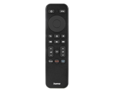 Hama Mando a Distancia para TV - Universal - Alcance 10m - Acceso Directo a Plataformas de Streaming - 14x3.8x1.9cm - Color Negro