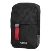 Hama Matera Funda para Camara - Poliester Reciclado - Asa para Cinturon - Correa de Cuello Desmontable - 6.5x3x11cm - Color Negro