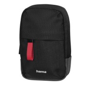 Hama Matera Funda para Camara - Poliester Reciclado - Asa para Cinturon - Correa de Cuello Desmontable - 7.5x4.5x13cm - Color Negro
