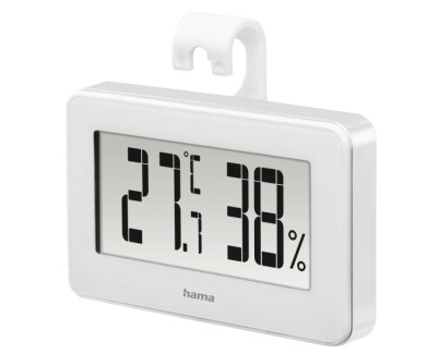 Hama Medidor de Temperatura y Humedad para Interior - Pantalla Digital - Memoria de Datos - Permite Colgar en Pared - 6.5x1x4cm - Color Blanco