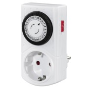 Hama Mini Enchufe Temporizador Mecanico - Potencia Maxima 3680W - Voltaje 230V - Temporizador - Intervalos de 30min - Color Blanco
