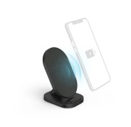 Hama QI-FC10S-Fab Cargador Inalambrico - Potencia 10W - USB-C - Indicador LED - Carga Rapida - 109x65x82mm - Color Negro