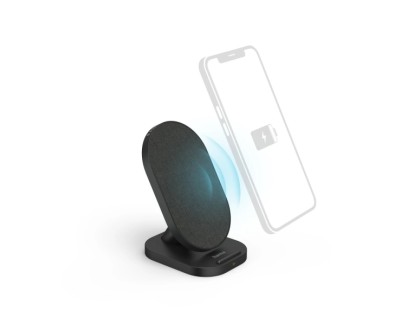 Hama QI-FC10S-Fab Cargador Inalambrico - Potencia 10W - USB-C - Indicador LED - Carga Rapida - 109x65x82mm - Color Negro