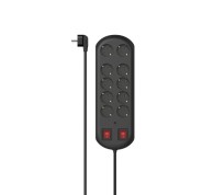 Hama Regleta Alimentacion con 10 Tomas - Potencia Maxima 3500W - Voltaje 230V - Cable 2m - Interruptor de Encendido - Enchufe Schuko en Angulo - 11.6x3.7x35.3cm - Color Negro