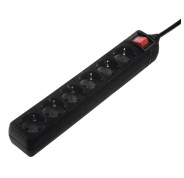 Hama Regleta Alimentacion con 6 Tomas - Cable 1.4m - Interruptor de Encendido - 33.7x5.5x4.7cm - Color Negro