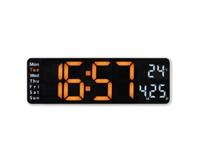 Hama Santa Cruz Reloj de Pared Digital - Termometro - Alarma - Fecha - Pantalla Grande - 32x10x3cm - Color Blanco