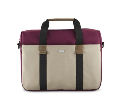 Hama Silvan Maletin para Portatiles hasta 16.2\" - Poliester Reciclado - Bolsillo Frontal - Interior Acolchado - 42x5x32cm - Color Beige y Burdeos