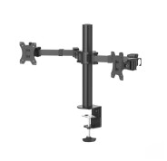 Hama Soporte de Mesa con Brazos Articulados para 2 Monitores de 13 a 35\" - Capacidad 15kg - Inclinacion 35º - Altura Ajustable - Giro 180º - Acero - VESA 100x100 - 101.8x13.81x40.43cm - Color Negro