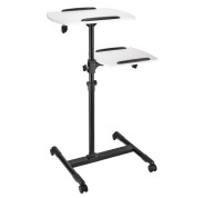 Hama Soporte de Pie para Proyector con 2 Bandejas - Soporta hasta 10kg - Altura Ajustable - Ruedas - Bandeja Superior 42x50cm - Bandeja Inferior 40x35cm - Color Negro