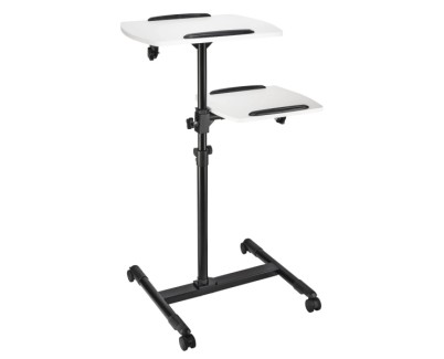 Hama Soporte de Pie para Proyector con 2 Bandejas - Soporta hasta 10kg - Altura Ajustable - Ruedas - Bandeja Superior 42x50cm - Bandeja Inferior 40x35cm - Color Negro