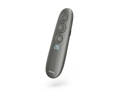 Hama Spot Pointer V2 Presentador de Diapositivas - Puntero Laser Rojo - Pantalla Digital - Recargable - Autonomia de 3 Meses - Alcance 20m - USB-A con Tarjeta Micro-SD - Color Negro