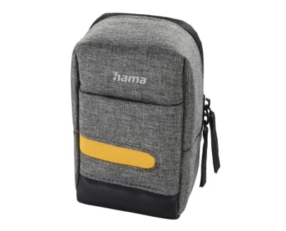 Hama Terra Funda para Camara - Poliester Reciclado - Asa para Cinturon - Correa de Cuello Desmontable - 7.5x4.5x13cm - Color Gris