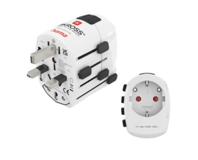 Hama World Travel Pro Adaptador Universal de Viaje - Mas de 150 Paises - 250V, 7A - Color Blanco