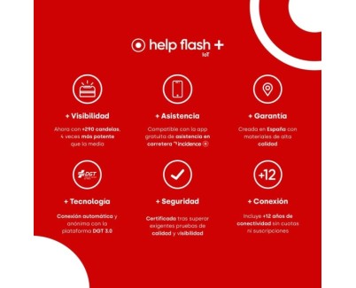 Help Flash IoT+ Baliza de Señalizacion de Emergencia V16 Conectada con DGT - Proteccion IP54 - Datos hasta Enero 2038