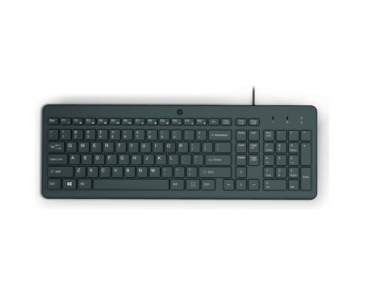 HP 150 Teclado USB - Patas Ajustables - Indicadores LED (Num/Caps) - Fabricado con Plastico Reciclado - Color Negro