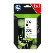 ORIGINAL HP 302 Negro + Color Pack de 2 Cartuchos de Tinta - X4D37AE