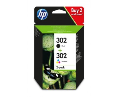 ORIGINAL HP 302 Negro + Color Pack de 2 Cartuchos de Tinta - X4D37AE