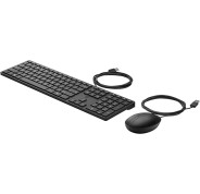 HP 320MK Combo Teclado y Raton USB - Teclado Compacto de 3 Zonas - Teclas Silenciosas - LED Indicador de Bloqueos - Raton Optico 1000 DPI con 3 Botones - Plug & Play - Color Negro