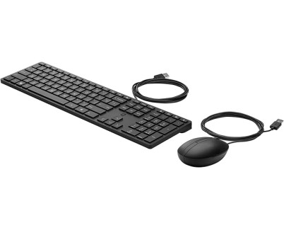 HP 320MK Combo Teclado y Raton USB - Teclado Compacto de 3 Zonas - Teclas Silenciosas - LED Indicador de Bloqueos - Raton Optico 1000 DPI con 3 Botones - Plug & Play - Color Negro