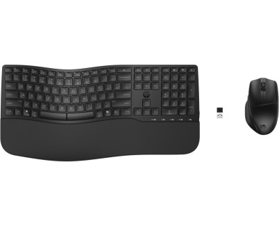 HP 685 Combo Teclado y Raton Inalambricos -Bluetooth 5.3 + 2.4GHz - Reposamu&ntilde;ecas y 3 Angulos de Inclinacion - Tecla Copilot - Raton Optico Multi?Superficie 4000 DPI - Rueda 4D - Color Negro