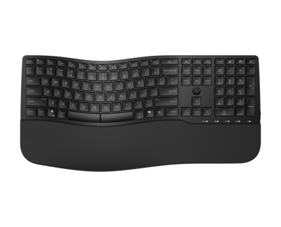 HP 685 Teclado Inalambrico Ergonomico Dual?Mode - Bluetooth 5.3 + 2.4GHz - Reposamu&ntilde;ecas Acolchado - 23 Teclas Programables - 3 Posiciones de Inclinacion - Teclas Silenciosas de Bajo Perfil - Autonomia hasta 36 Meses - Color Negro