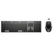 HP 725 Combo Teclado y Raton Inalambricos Multidispositivo Recargables - Bluetooth + 2.4GHz - 22 Teclas Programables - Tecla Copilot - Raton Optico Multi?Superficie 4000 DPI con 5 Botones Programables - Color Negro