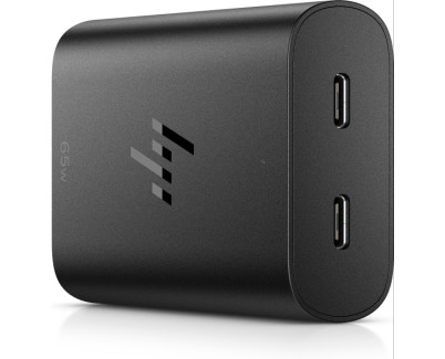 HP Cargador USB?C GaN 65W - 2 Puertos Carga Simultanea - Dise&ntilde;o Compacto y Ligero - Color Negro
