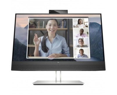 HP E24MV G4 Monitor 23.8\" LED IPS FullHD 60Hz - Respuesta 5ms - Altavoces 4W - Ajustable en Altura, Giratorio e Inclinable - HDMI, Displayport, VGA, Hub USB - Webcam - VESA 100x100mm - Color Negro/Plata