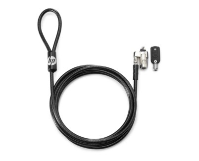 HP Nano Keyed Cable Antirrobo - Ranura Nano - Cable de Acero Galvanizado 1.83m Revestido en Vinilo - Cabezal Giratorio - Facil de Instalar y Compatible con Equipos HP con Ranura Nano - Color Negro