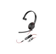 HP Poly Blackwire 5210 Auricular Monoaural con Microfono - Cancelacion de Ruido - Diadema Metalica Acolchada - Almohadillas de Piel Sintetica - Controles en Cable