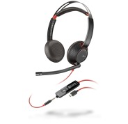 HP Poly Blackwire 5220 USB-C Auriculares con Microfono - Cancelacion de Ruido - Diadema Metalica Acolchada - Almohadillas de Piel Sintetica - Controles en Cable