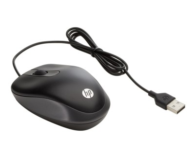 HP Travel Mouse Raton USB - 1000 DPI - Dise&ntilde;o Ultraligero y Supercompacto para Viaje - 2 Botones + Rueda de Desplazamiento - Ambidiestro - Color Negro