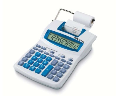 Ibico 1214X Calculadora Semi-Profesional Pantalla LCD 12 Digitos - Impresion a 2 Colores - Velocidad de Impresion 2.4 Lineas por Segundo - Color Blanco/Azul