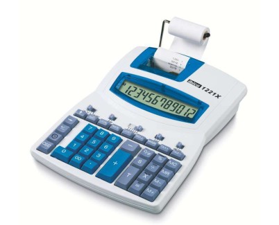Ibico 1221x Calculadora Semi-Profesional Pantalla LCD 12 Digitos - Impresion a 2 Colores - Velocidad de Impresion 2.4 Lineas por Segundo - Teclado Profesional - Color Blanco/Azul