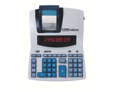 Ibico 1491X Calculadora Profesional Termica 14 Digitos - Pantalla LCD 2 Colores - Impresion en Negro - Velocidad 10 Lineas por Segundo