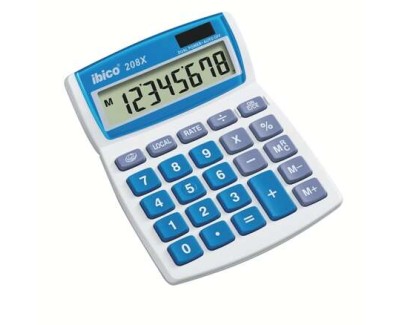 Ibico 208X Calculadora de Escritorio - Teclas Grandes - LCD de 8 dígitos - Funcion de Prorroga