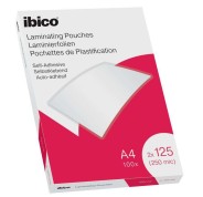 Ibico Caja de 100 Laminas de Plastificar Autoadhesivas A4 125 Micras  - Acabado Cristalino de Alto Brillo - Plastifica Papel, Fotos, Tarjetas de Visita - Color Transparente