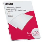 Ibico Caja de 100 Laminas de Plastificar Gloss A3 125 Micras  - Acabado Cristalino de Alto Brillo - Transparente