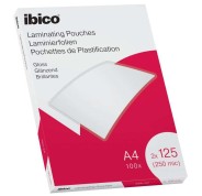 Ibico Caja de 100 Laminas de Plastificar Gloss A4 125 Micras - Acabado Cristalino de Alto Brillo - Plastifica Papel, Fotos, Tarjetas de Visita, Recursos Escolares y Mas - Color Cristal