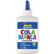 Imedio Cola Blanca Escolar 125gr - Sin Disolventes - Bote Blando Ideal para Niños - Con Espatula Incorporada