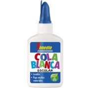 Imedio Cola Blanca Escolar 40gr - Sin Disolventes - Bote Blando Ideal para Niños - Con Espatula Incorporada