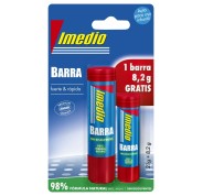 Imedio Pack de 2 Barras de Pegamento 1x 21grs + 1x 8.2grs - Sin Disolventes - Lavable - Apto para Uso Escolar