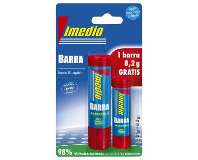 Imedio Pack de 2 Barras de Pegamento 1x 21grs + 1x 8.2grs - Sin Disolventes - Lavable - Apto para Uso Escolar