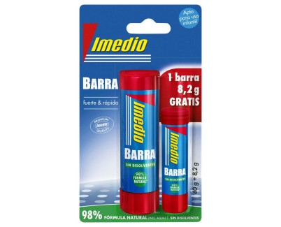 Imedio Pack de 2 Barras de Pegamento de 1x 40grs + 1x 8.2grs - Sin Disolventes - Lavable - Apto para Uso Escolar