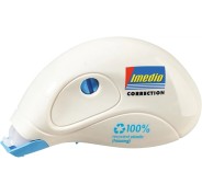 Imedio Roller Compact Cinta Correctora 5mm x 10m - Rapido, Limpio y Preciso - Sin Disolventes - Control de Nivel de Cinta - Tensor de Cinta - Carcasa 100% de Plastico Reciclado