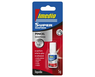Imedio Super Rapido Bote de Pegamento Instantaneo con Pincel 5gr - Transparente - Multimaterial
